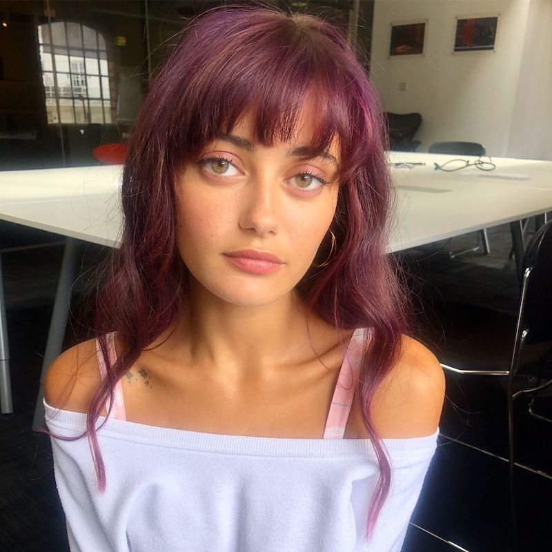 Plum-colored hairstyles and designs